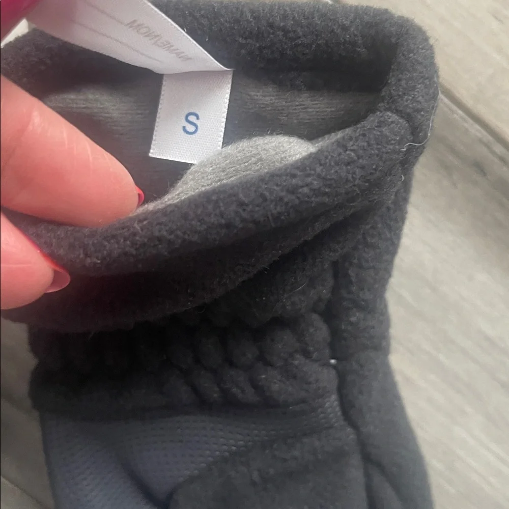 Land’s End boys girls FLEECE WINTER MITTENS black knit CUFFS S